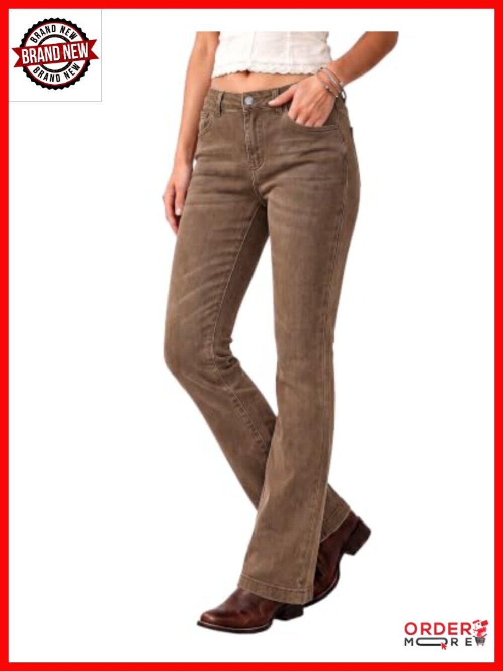 Mid Rise Bootcut Stretch Jeans Western Denim Pants
